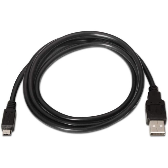 Cable USB 2.0 Aisens A101-0028/ USB Macho - MicroUSB Macho/ Hasta 2.5W/ 60Mbps/ 1.8m/ Negro