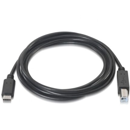 Cable USB 2.0 Impresora Aisens A107-0053/ USB Tipo-C Macho - USB Tipo-B Macho/ Hasta 9W/ 625Mbps/ 1m/ Negro