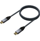 Cable USB 2.0 Tipo-C Aisens A107-0628 5A 100W/ USB Tipo-C Macho - USB Tipo-C Macho/ Hasta 100W/ 60Mbps/ 1m/ Gris