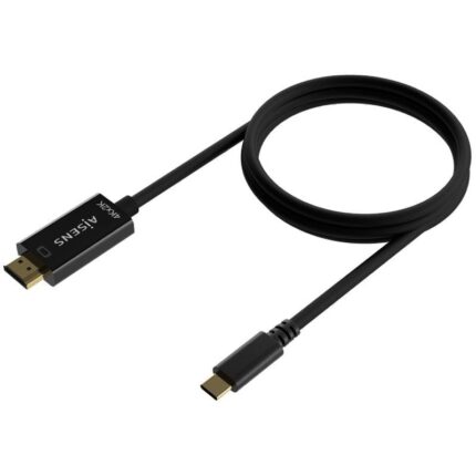 Cable Conversor HDMI 4K Aisens A109-0624/ USB Tipo-C Macho - HDMI Macho/ Hasta 27W/ 1250Mbps/ 1.8m/ Negro