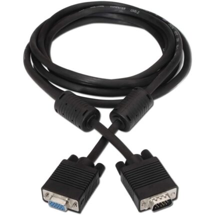 Cable Alargador SVGA Aisens A113-0078/ VGA Macho - VGA Hembra/ Hasta 3W/ 10Mbps/ 1.8m/ Negro