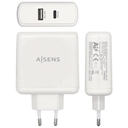 Cargador de Pared Aisens ASCH-2PD45A-W/ 1xUSB Tipo-C/ 1x USB/ 57W