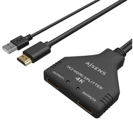 Cable Duplicador HDMI 4K Aisens A123-0654/ 2x HDMI Hembra - HDMI Macho - USB Macho/ 30cm/ Negro