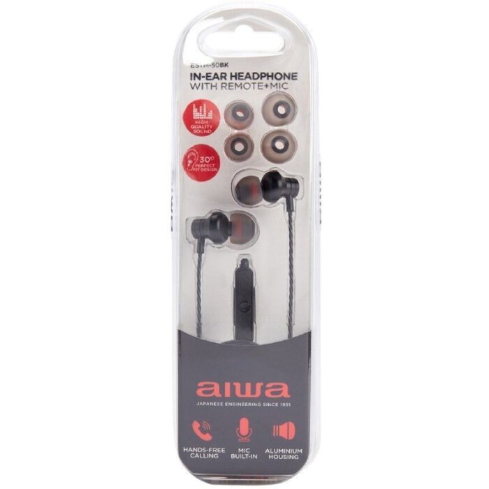 Auriculares Intrauditivos Aiwa ESTM-50BK/ con Micrófono/ Jack 3.5/ Negro