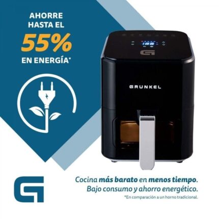 Freidora por Aire / Sin Aceite Grunkel Black Easy Fryer/ 1200W/ Capacidad 4L