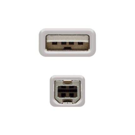 Cable USB 2.0 Impresora Nanocable 10.01.0102/ USB Tipo-B Macho - USB Macho/ 1m/ Beige