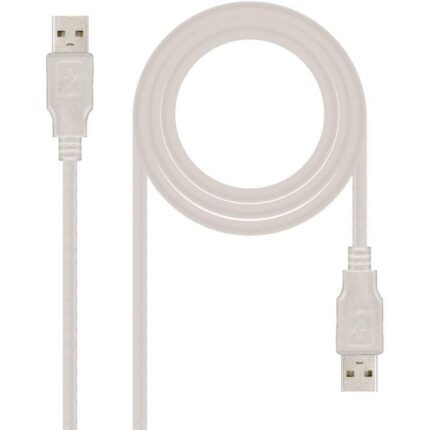 Cable USB 2.0 Nanocable 10.01.0303/ USB Macho - USB Macho/ 2m/ Beige