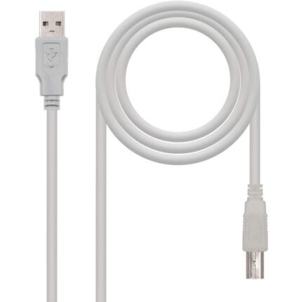 Cable USB 2.0 Impresora Nanocable 10.01.0103/ USB Tipo-B Macho - USB Macho/ 1.8m/ Beige