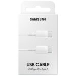 Cable USB 2.0 Tipo-C Samsung EP-DA705BWEGWW/ USB Tipo-C Macho - USB Tipo-C Macho/ 1m/ Blanco