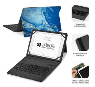 Funda con Teclado Subblim Keytab Pro Bluetooth para Tablets de 9"-11"/ Marmol Azul