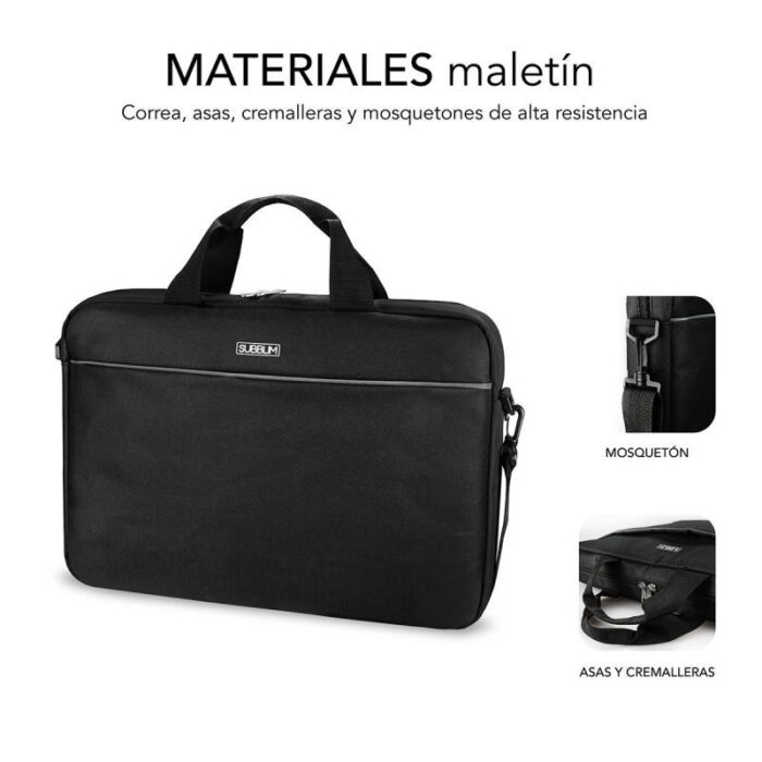 Maletín + Ratón Subblim Select Pack para Portátiles hasta 15.6"/ Cinta para Trolley/ Negro