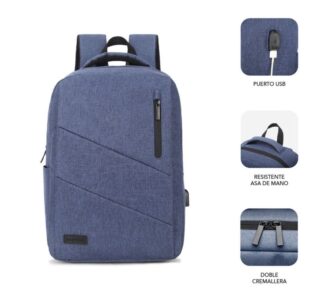 Mochila Subblim City Backpack para Portátiles hasta 15.6"/ Puerto USB/ Azul