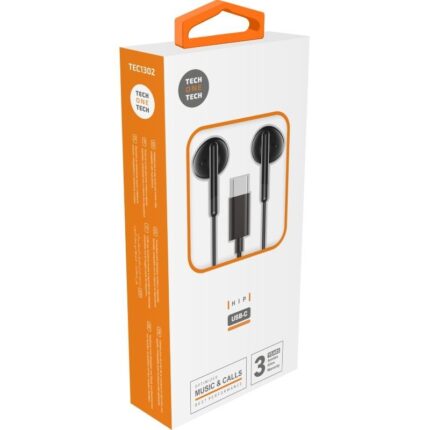 Auriculares Intrauditivos Tech One Tech earTECH TEC1302/ con Micrófono/ USB Tipo-C/ Negros