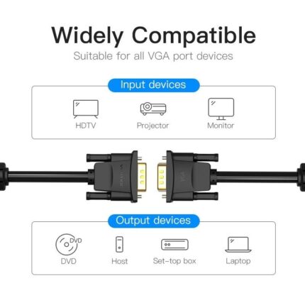 Cable VGA Vention DADBH/ VGA Macho - VGA Macho/ 2m/ Negro