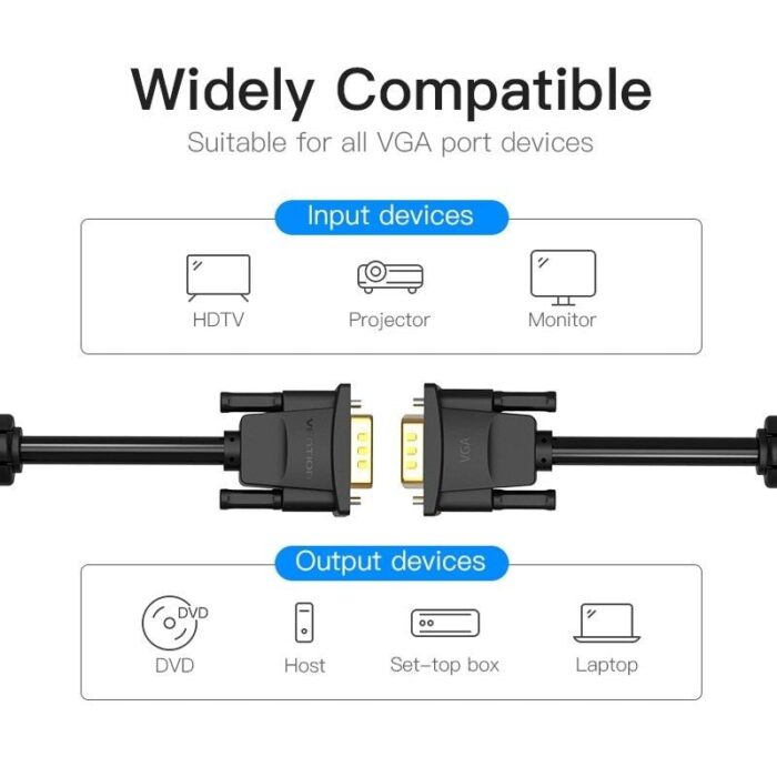 Cable VGA Vention DADBL/ VGA Macho - VGA Macho/ 10m/ Negro