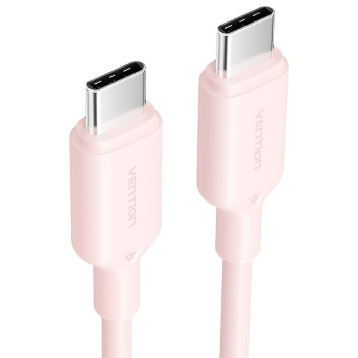 Cable USB 2.0 Tipo-C 3A Vention TRCPH/ USB Tipo-C Macho - USB Tipo-C Macho/ Hasta 60W/ 480Mbps/ 2m/ Rosa