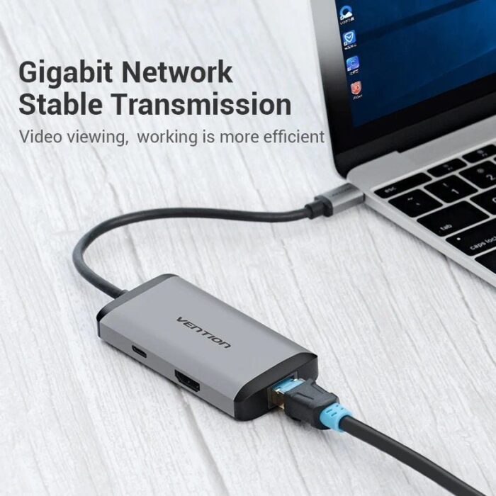 Docking USB Tipo-C Vention CNCHB/ 1xHDMI/ 3xUSB/ 1xUSB Tipo-C PD/ 1xRJ45/ Gris