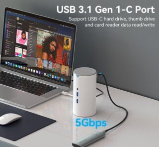 Docking USB Tipo-C Vention TPHWC/ 1xVGA/ 1xHDMI/ 3xUSB/ 1xUSB Tipo-C PD/ 1xUSB Tipo-C/ 1xRJ45/ 1xAudio/ 1xLector Tarjetas SD/ Blanco