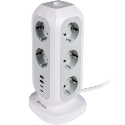 Regleta con Interruptor Verbatim EUPT-01/ 11 Tomas de corriente/ 2 USB Tipo-A/ 2 USB Tipo-C/ Cable 2m/ Blanca