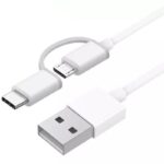 Cable USB 2.0 Xiaomi Mi 2-in-1 USB Cable SJV4082TY USB Macho - Micro USB Macho/ USB Tipo-C Macho/ 1m/ Blanco