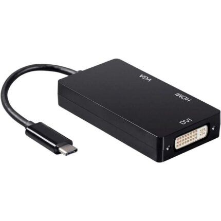 Conversor Aisens A109-0343/ USB Tipo-C Macho - DVI Hembra/ VGA Hembra / HDMI Hembra/ 15cm/ Negro