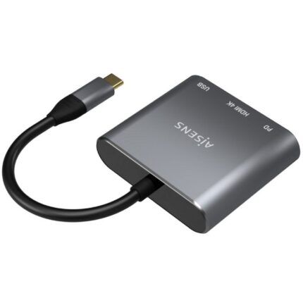 Conversor Aisens A109-0669/ USB Tipo-C Macho/ HDMI Hembra - USB Hembra - USB Tipo-C Hembra/ 15cm/ Gris