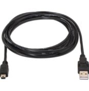 Cable USB 2.0 Aisens A101-0024/ USB Macho - MiniUSB Macho/ Hasta 2.5W/ 60Mbps/ 1m/ Negro