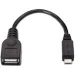 Cable USB 2.0 Aisens A101-0031/ MicroUSB Macho - USB Hembra/ Hasta 2.5W/ 60Mbps/ 15cm/ Negro