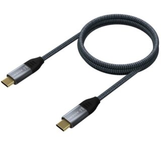 Cable USB 2.0 Tipo-C Aisens A107-0629 5A 100W/ USB Tipo-C Macho - USB Tipo-C Macho/ Hasta 100W/ 60Mbps/ 2m/ Gris