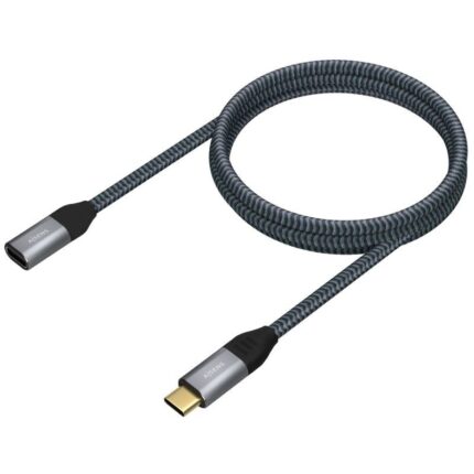 Cable Alargador USB 3.2 Tipo-C Aisens A107-0635 20GBPS 5A 100W/ USB Tipo-C Macho - USB Tipo-C Hembra/ Hasta 100W/ 2500Mbps/ 1m/ Gris