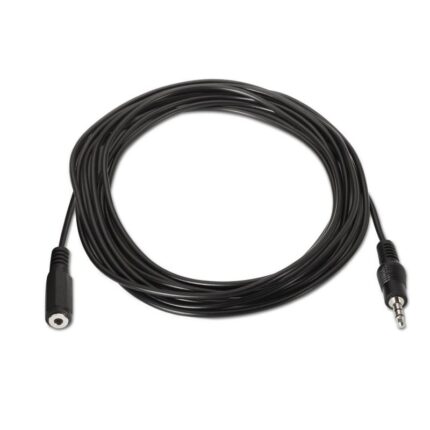 Adaptador Estéreo Aisens A128-0146/ Jack 3.5 Macho - Jack 3.5 Hembra/ Hasta 0.1W/ 3m/ Negro