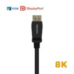 Cable DisplayPort 1.4 8K Aisens A149-0432/ DisplayPort Macho - DisplayPort Macho/ 2m/ Certificado/ Negro