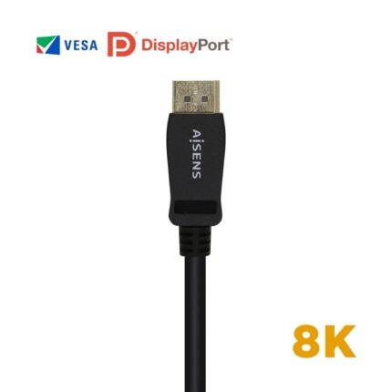 Cable DisplayPort 1.4 8K Aisens A149-0432/ DisplayPort Macho - DisplayPort Macho/ 2m/ Certificado/ Negro