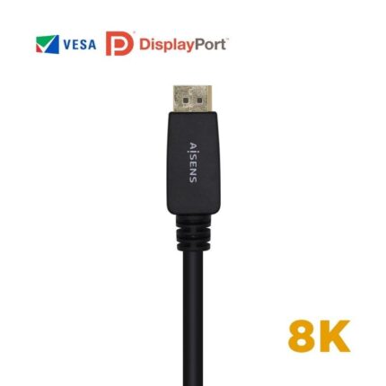 Cable DisplayPort 1.4 8K Aisens A149-0433/ DisplayPort Macho - DisplayPort Macho/ 3m/ Certificado/ Negro