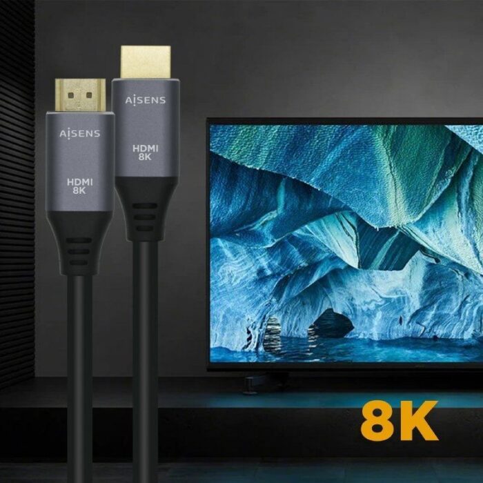 Cable HDMI 2.1 8K Aisens A150-0426/ HDMI Macho - HDMI Macho/ 1m/ Gris Negro