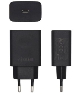 Cargador de Pared Aisens ASCH-1PD20-BK/ 1xUSB Tipo-C/ 20W