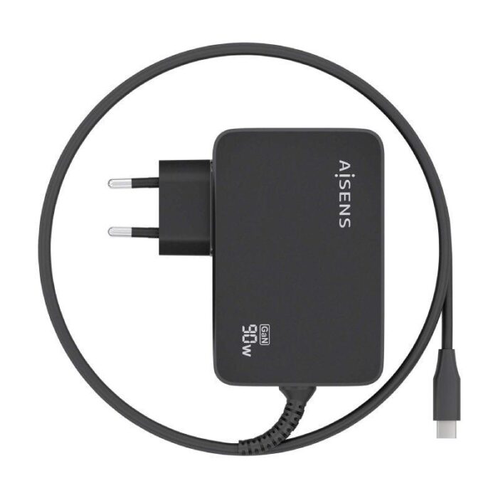 Cargador Gan de Pared Aisens ASCH-1PD90WL034-BK/ 1xUSB Tipo-C + Cable 1.8m/ 90W