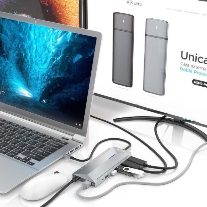 Docking USB Tipo-C Aisens ASUC-12P005-GR/ 2xHDMI/ 3xUSB/ 2xUSB Tipo-C/ 1xRJ45/ 1xAudio/ 1xLector Tarjetas/ 1x Jack/ 1xUSB Tipo-C PD/ Gris