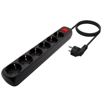 Regleta con Interruptor Aisens A154-0536/ 6 Tomas de Corriente/ Cable 1.4m/ Negro