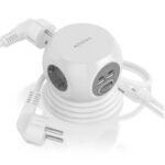 Regleta con Interruptor Aisens ASPS-2A2C04-W/ 3 Tomas de Corriente/ 2 USB Tipo-C/ 2 USB/ Cable 1.4m/ Blanco