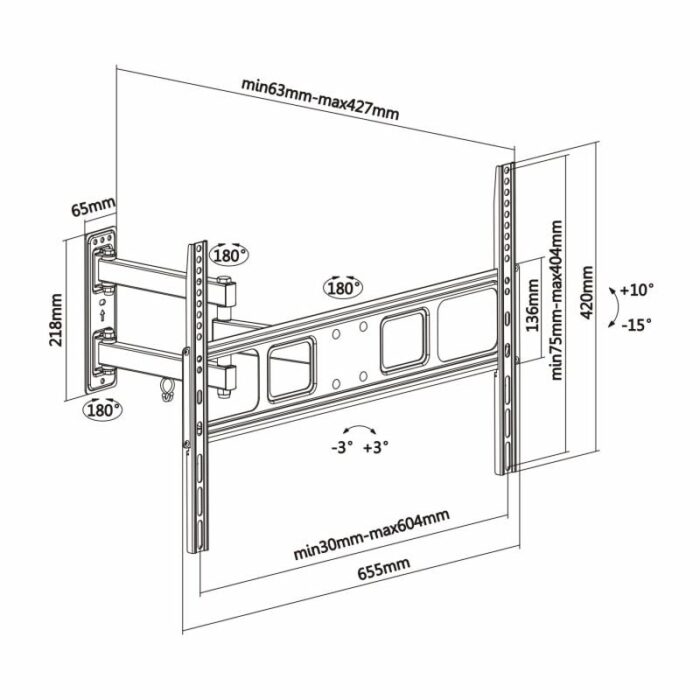 Soporte de Pared Giratorio/ Inclinable/ Nivelable Aisens WT70TSLE-021 para TV de 37-70"/ hasta 35kg