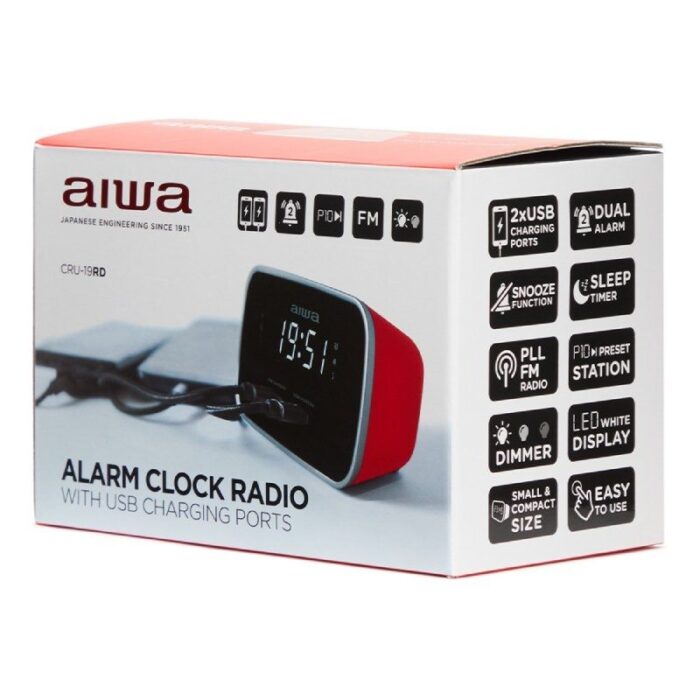 Despertador Aiwa CRU-19RD/ Radio FM/ Rojo