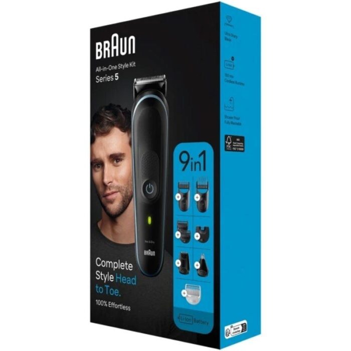 Recortadora 9 en 1 Braun Series 5 MGK 5411/ con Batería/ 7 Accesorios