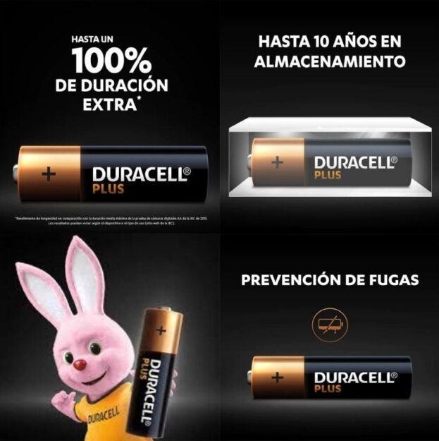 Pack de 8 Pilas AA Duracell Plus Extra Life LR6-MN1500AA8/ 1.5V/ Alcalinas