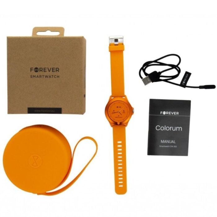 Smartwatch Forever Colorum CW-300/ Notificaciones/ Frecuencia Cardíaca/ Naranja