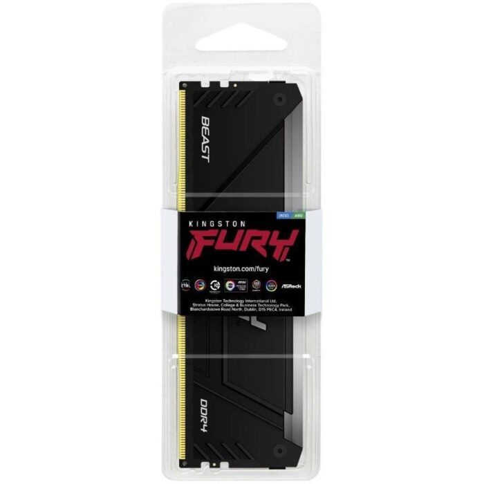 Memoria RAM Kingston FURY Beast RGB 16GB/ DDR4/ 3200MHz/ 1.35V/ CL16/ DIMM