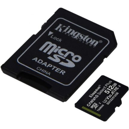 Tarjeta de Memoria Kingston CANVAS Select Plus 512GB microSD XC con Adaptador/ Clase 10/ 100MBs