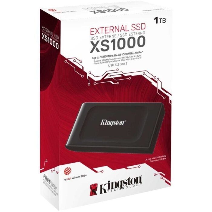 Disco Externo SSD Kingston XS1000 1TB/ USB 3.2/ Negro