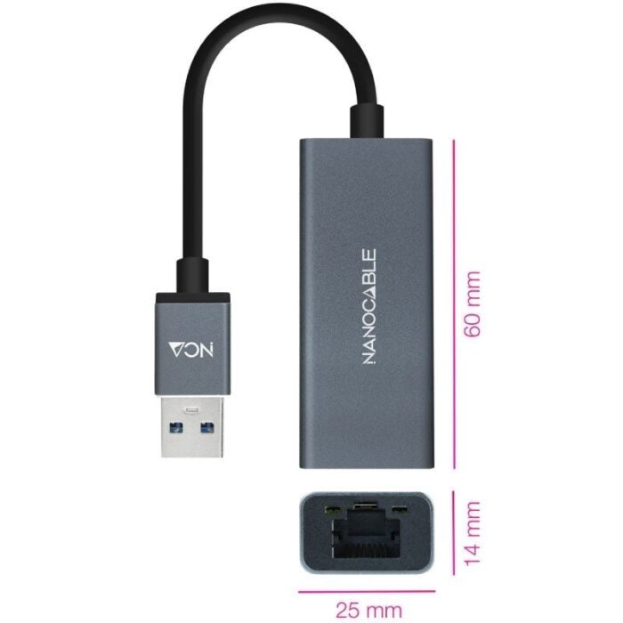 Adaptador USB 3.0 - RJ45 Nanocable 10.03.0405/ 1000Mbps