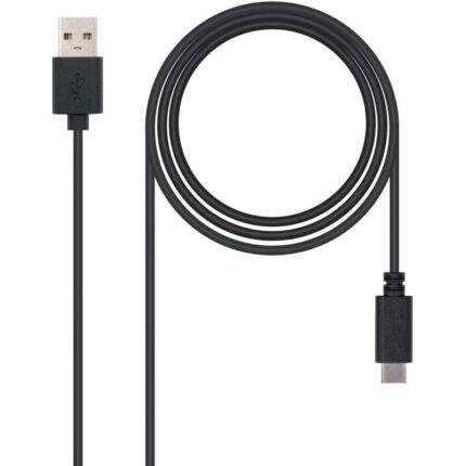 Cable USB 2.0 Tipo-C Nanocable 10.01.2100/ USB Tipo-C Macho - USB Macho/ 50cm/ Negro